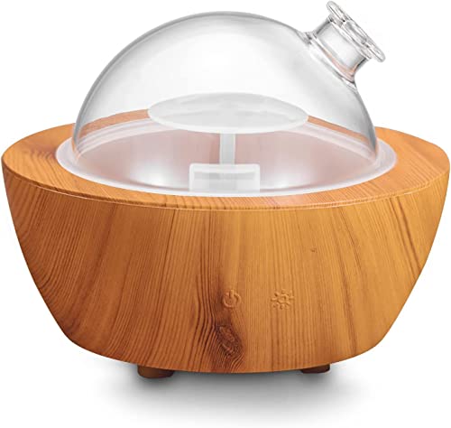 280ml Glass Essential Oil Diffuser Wood Grain Base Air Aroma Diffusers for Aromatherapy Cool Mist Humidifier with Safe Aut...