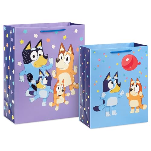 Hallmark Bluey Birthday Gift Bag Set (2 Bags: 13" Large and 15" Extra Large) for Kids, Grandchildren, Boys, Girls