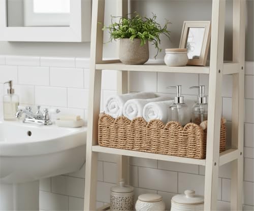 CubesLand Paper Rope Scalloped Edge Toilet Paper Storage Basket, Small Living Room, Bedroom Decor Baskets for Over Toilet ...