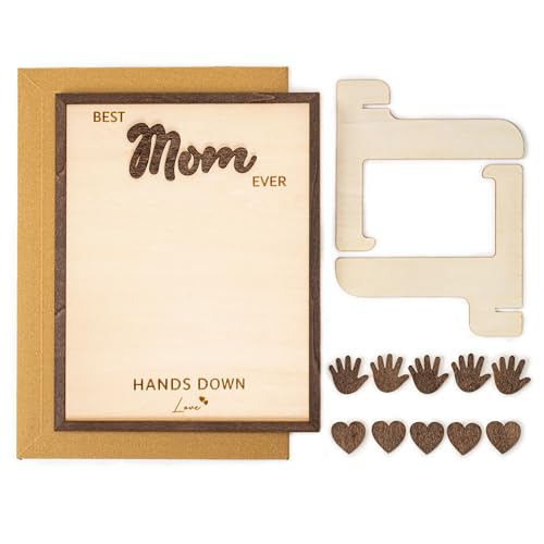 Personalized Best Mom Ever Handprint Gifts, Wooden Keepsake Sign with Kids Handprint Art, Custom Ink Name, DIY Craft Kit f...