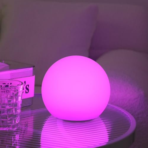 LED Globe Orb Light, 6-in LED Light Ball for Kid, 16 Dimmable Colors & 4 Modes Light Up Ball Mood Lamp w/Remote, Rechargea...
