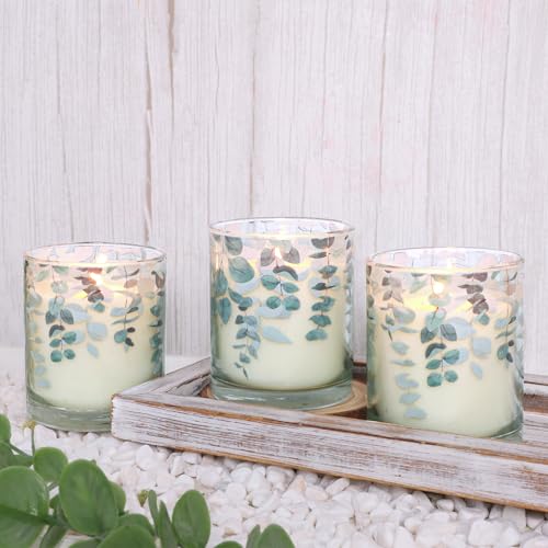 3 Pack Candles for Home Scented Aromatherapy Candles Gifts Set Eucalyptus Scented Candle Long Lasting Greenery Decorative ...