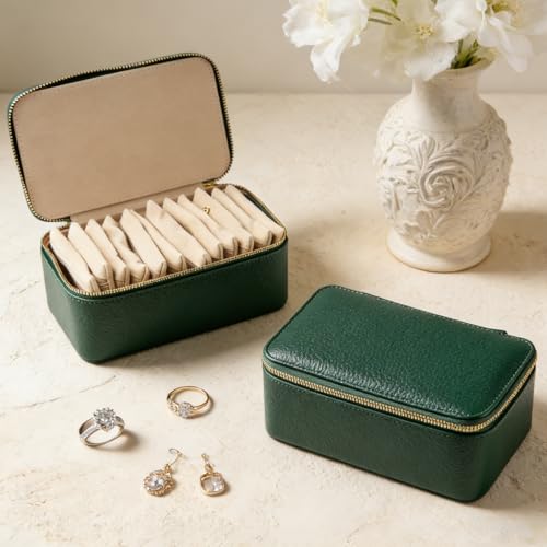 Yaliang Travel Jewelry Organizer, Travel Jewelry Box with 12 Velvet Zipped Pouches Bags for Jewelries Necklaces Rings Earr...
