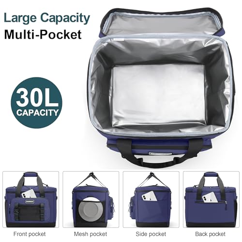 Hulongo Insulated Foldable Collapsible Cooler Bag Soft Sided Cooler for Picnic, Camping, Grocery Shopping, Beach, 30L
