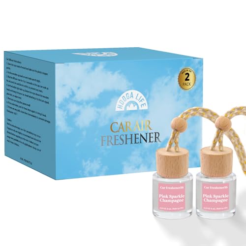 HoogaLife Car Air Freshener Diffuser 2 Pack Hanging Air Freshener Diffuser - Pink Sparkle Champagne Fragrance Oil Air Diff...