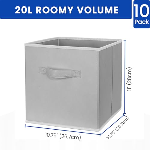 Criusia Storage Cubes, 11 Inch Cube Storage Bins for Shelves (10 Pack), Fabric Collapsible Storage Bins with Dual Handles,...