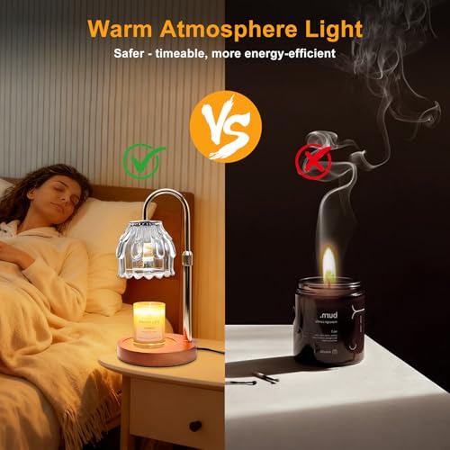 Candle Warmer Lamp with Timer and Dimmer 4-Level Dimmable Flower Light Heat Lamp for Jar Candles Adjustable Height Modern ...