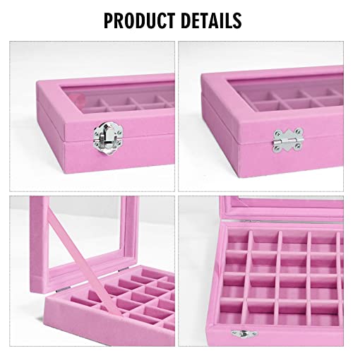 Vicoter Velvet Jewelry Box 24 Grid Jewelry Ring Display Organiser Box Tray Holder Earrings Storage Case for Girls Wife Mom...