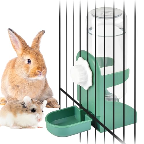 kathson Rabbit Water Dispenser for Cage 17 Oz Hanging Guinea Pig Water Bottle No Drip Gravity Automatic Bunny Water Bottle...