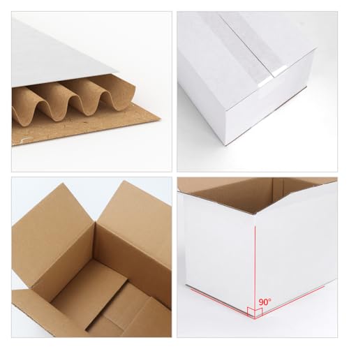Wtrgas 25 Packs Small Shipping Boxes 8x8x6 Inches, White Corrugated Cardboard Box for Shipping, Packing, Business, DIY