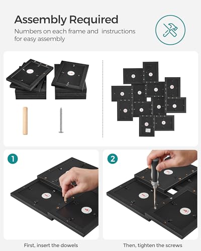 SONGMICS 4x6 Picture Frames Collage Wall Decor, 12-Pack Photo Collage Frame, Multi Picture Frame Set with Glass Front, Ass...