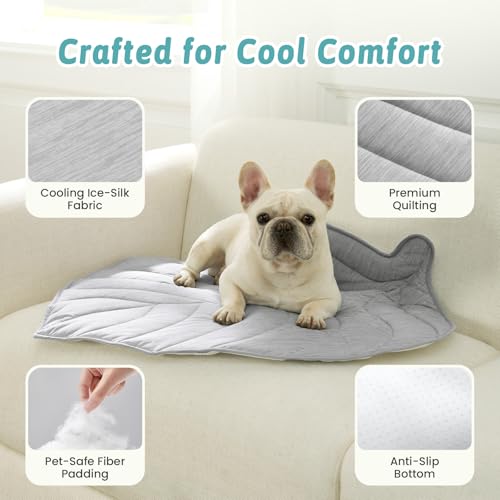 COZY KISS Dog Cooling Mat, Q-Max > 0.4 Leaf Shaped Pet Pad, Liquid Pee Proof Summer Mat for Cats, Washable Sleep Blanket f...