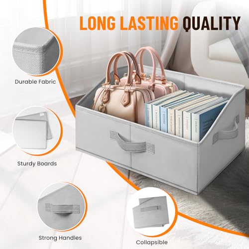 Criusia Closet Organizers Bins 4 Pack - Large Collapsible Shelf Organizer with Handles - Fabric Trapezoid Home Organizatio...