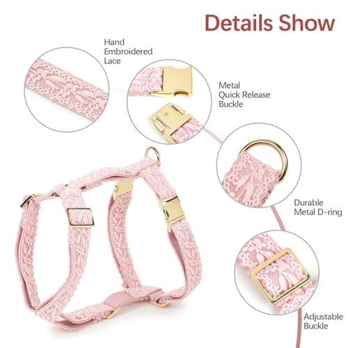 UOSIA Large Dog Harness and Leash Set, Adjustable No Pull Pet Halter Harness with Flower & Metal Buckle, Easy Control for ...