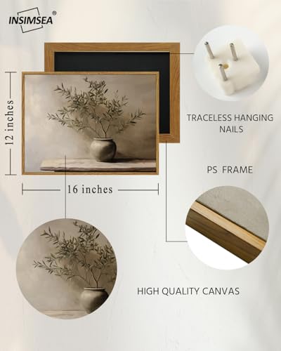 InSimSea Framed Wall Art for Living Room Rustic Olive Branch Still Life Wall Decor Room Aesthetic Oil Painting Farmhouse A...