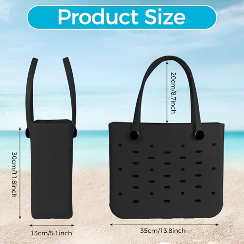 PoVwlty Rubber Beach Bag for Men & Women, Water-resistant Travel Tote Bag for the Beach Boat Pool