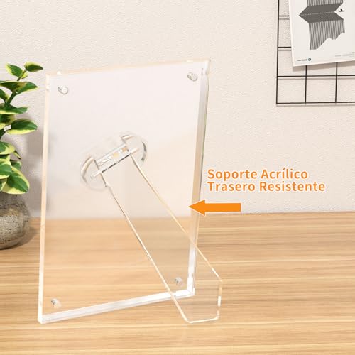 NIUBEE 5x7 Acrylic Picture Frame with Magnets - 2 Pack, Shatter-Resistant Floating Photo Frame for Tabletop, Modern Desk D...