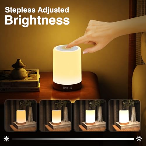 UNIFUN Table Lamp, Touch Sensor Bedside Lamps, Dimmable Warm White & Color Changing RGB Light for Bedroom,Living Room Gift...