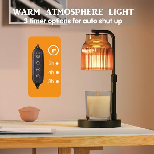 showyearn Candle Warmer Lamp with Timer Dimmer,Adjustable Height with 2 Bulbs,Birthday Gifts for Women,for Jar Candles Hom...