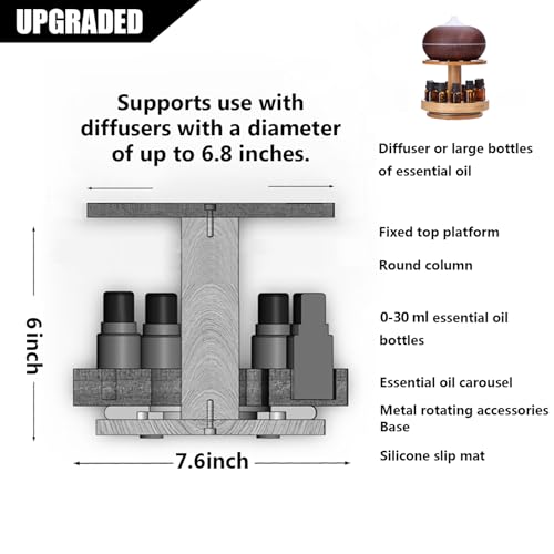 TJ.MOREE Bamboo Diffuser Holder Carousel- 2 Tier Height Increase Rack with Upper Tray for Holding Diffuser, for 5ml, 10ml,...