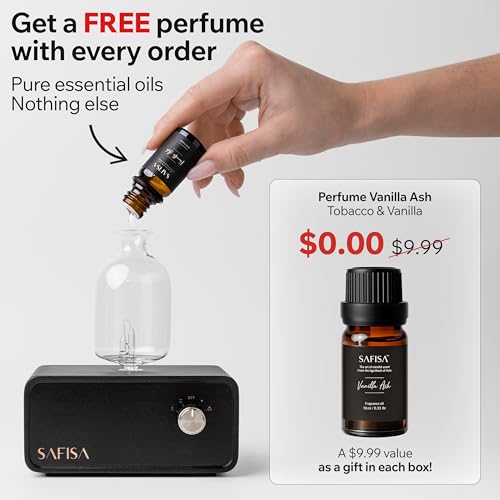SAFISA Waterless Essential Oil Diffuser, Nebulizing Cold Air Scent Diffuser for Home, 700 Sq. Ft., Portable Glass Waterles...