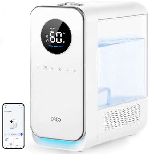 DREO Humidifiers for Bedroom, Top-filled Smart Quiet Cool Mist Humidifier for Large Room Home, Oil Diffuser & Nightlight, ...
