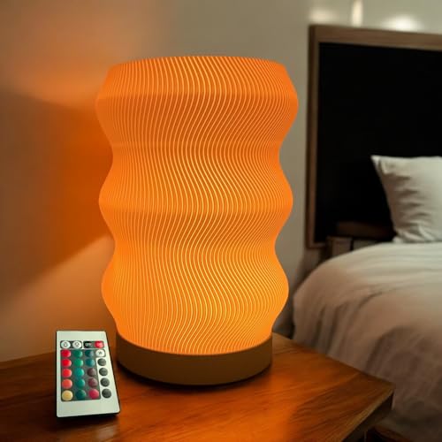 Delta Loom Wave Table Lamp - Modern Bedside Light for Bedroom, Desk, Nightstand, or Office - Mood Lighting Lamp - Eco-Frie...