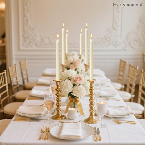 Everymoment Ivory Taper Candles - 4 Pack 10 Inch Candlesticks - Dripless & Smokeless Tapered Candle 8 Hours Unscented Crea...