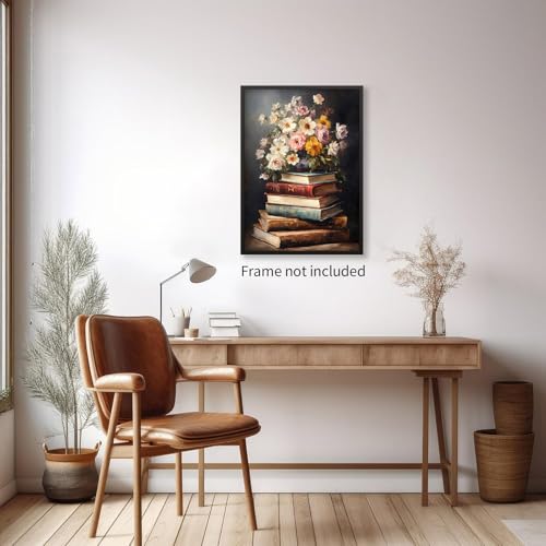 Floral Book Canvas Wall Art Botanical Flower Oil Painting Poster Vintage Antique Aesthetic Prints for Gallery Living Room ...