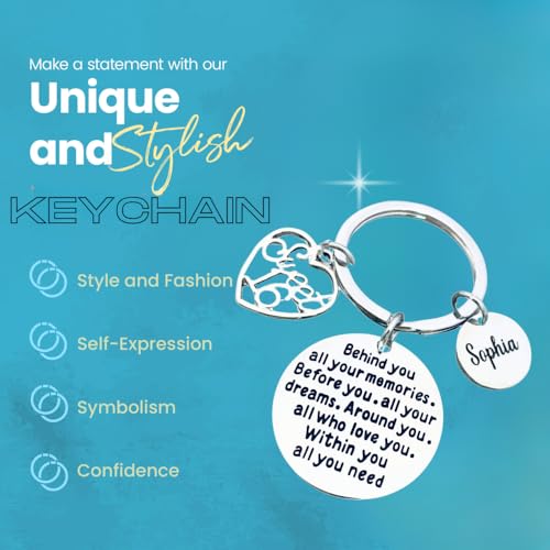 Infinity Collection Sweet 16 Keychain for Girls with Inspirational Quote and Custom Name Charm – Sweet Sixteen Gift for Te...