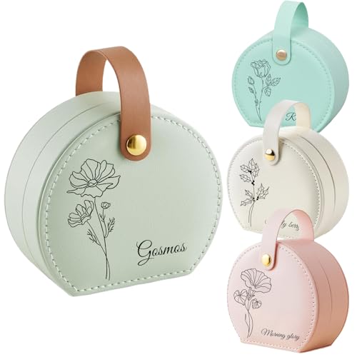 NYLGOXITK Personalized jewelry box with customized name and birth flower shape - Upgradable LED lights + mirror version - ...