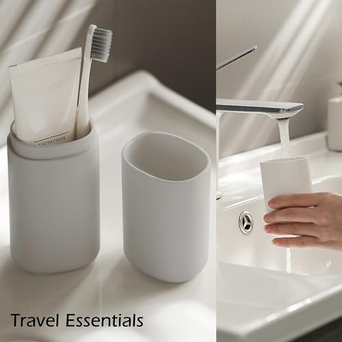 Portable Travel Toothbrush Case with Gargle Cup - Hard Shell Toothbrush Holder & Toothpaste Container, Detachable Bottom f...