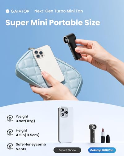 Gaiatop Mini Portable Handheld Fan, 4000mAh [15h Max Runtime] Personal Turbo Fans Pocket Size, High Speed 1-100 Adjustable...