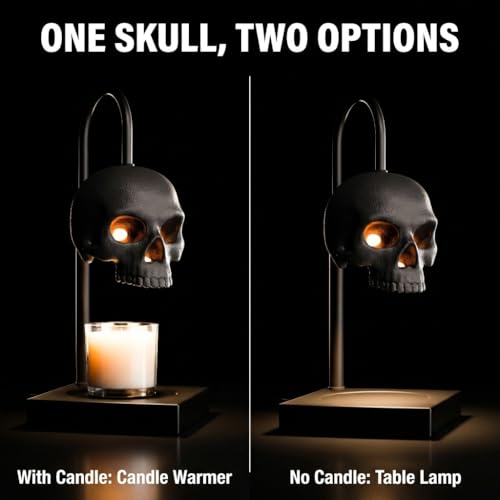 Nomnu Skull Candle Warmer Lamp with Timer & Dimmer *Candles NOT Included – Black Gothic Table Lamp Candle Warmer Adjustabl...
