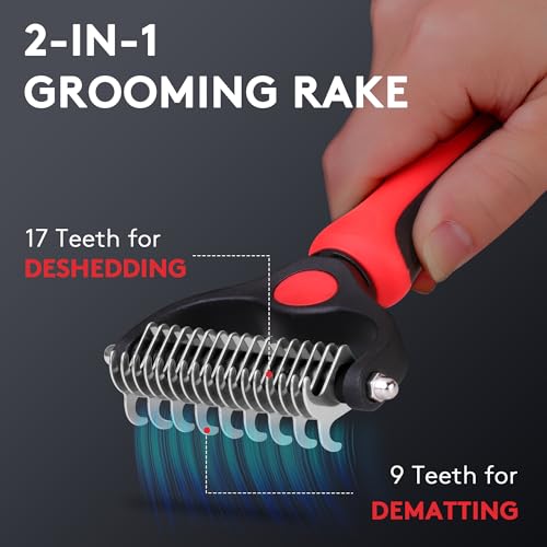 Tpotato Deshedding Dog Brush for Long Haired Dogs Cats,Undercoat Shedding Rake for Dematting Detangling Tangles Matted Fur...
