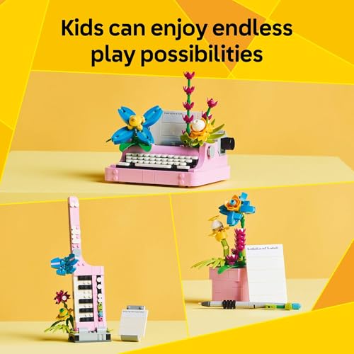 LEGO Creator 3 in 1 Typewriter with Flowers - Building Toy with 3 Building Options, Typewriter, Flowerpot with Pen & Noteb...