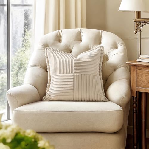 MIULEE Decorative Throw Pillow Covers for Couch Bed Livingroom 18x18 Inch Set of 2 Beige Boho Accent Throw Pllows Broadsid...