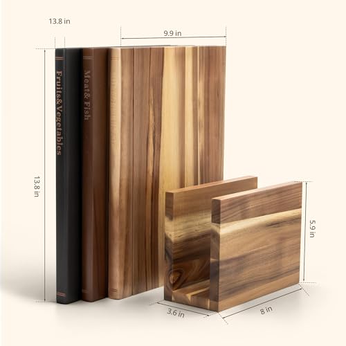 Book Cutting Board Set with Stand, Book Cutting Boards Wooden Charcuterie & Cheese Board, Aesthetic Kitchen Decor for Book...