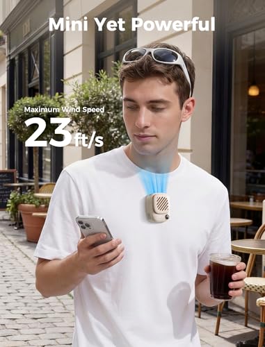 Aecooly Mini Portable Neck Fan, Mighty Hands Free Fan, Magnetic Fit Click 01 USB Rechargeable [10H Max Cooling Time], Pers...