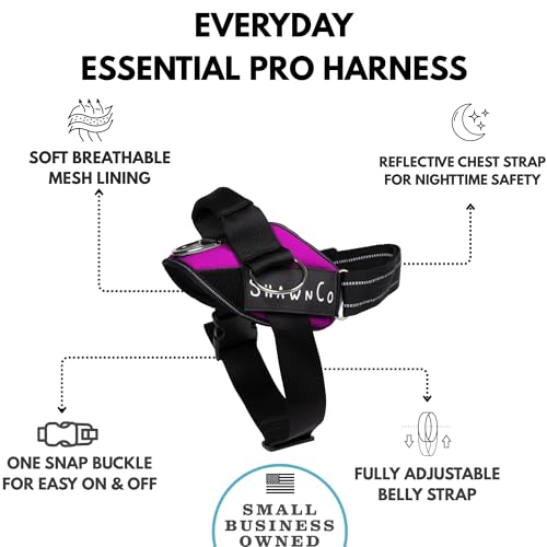 ShawnCo Essential Pro Dog Harness, No-Pull Pet Vest with 3 Leash Clips and Removable, Reflective Side Patches, Adjustable ...