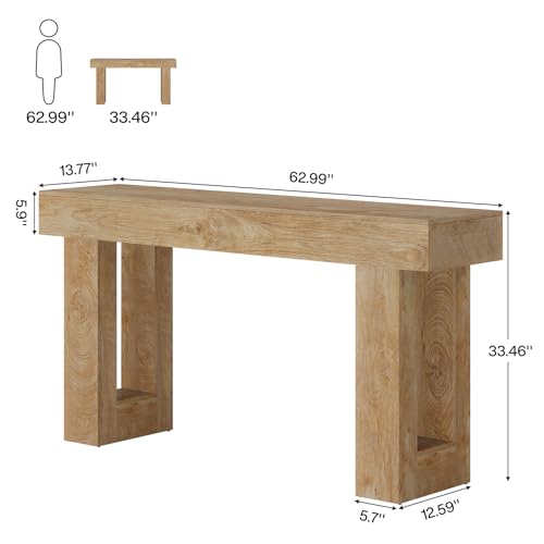 Tribesigns 63-Inch Long Console Table, Wooden Rectangular Sofa Table Behind The Couch, Farmhouse Entryway Table for Entran...