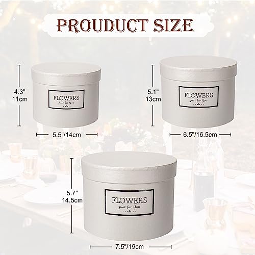GnFlus White Gift Box Round Gift Boxes with Lids Set of 3 Nesting Gift Boxes for Presents Assorted Sizes Flower Boxes for ...