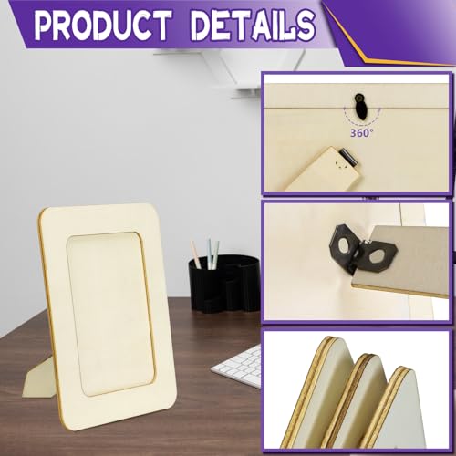 VOKOY 20 Pack Wooden Picture Frames for Crafts, DIY Wood Craft Picture Frames Bulk for 4" x 6" Photos,Unfinished Standing ...