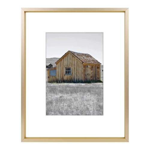 Golden State Art, 8x10 Gold Picture Frame Display Photo 5x7 with Mat or 8 x 10 Without Mat for Wall Mounting, Classic Sati...