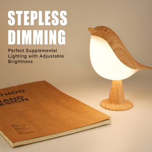 Deogos 2 Cute Bird Lamps Combo,Small Bedside Lamps with 3 Color Temperature and Adjustable Brightness,Rechargeable Cordles...