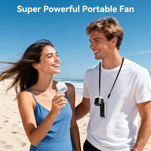 Azdedut Portable Fan, Mini Fan, Handheld Turbo Fan, Portable Rechargeable Fan, 5-Speed, LED Display