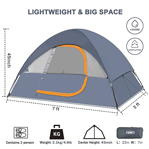 Camping Tent 2-4 Person, Waterproof Windproof Tent with Rainfly Easy Set up-Portable Dome Tents for Camping…