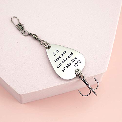 Melix Home Gift for Boyfriend Husband I'll Love You Till The End of The Line Fishing Lures Christmas Valentines's Day Hoo...