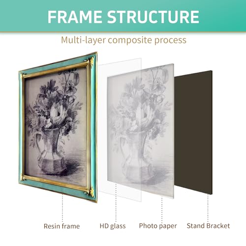 JINHUANG 8x10 inch Vintage Picture Frame, Elegant Antique Photo Frame with Glass Front, Antique Ornate Photo Frame Desktop...