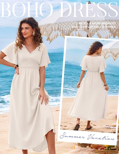 Kate Kasin Womens Short Sleeve Maxi Dress, Casual Summer Dress with Pockets, Beach Vacation Dresses 2026